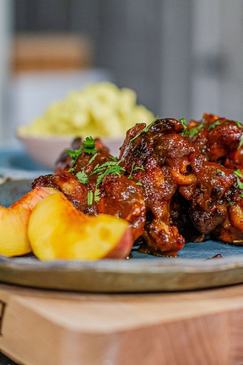 Sweet & Spicy Peach Sticky Wings