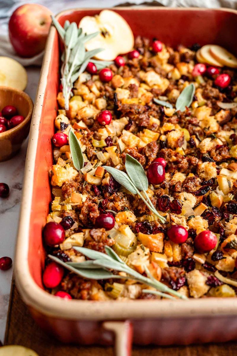 Sausage, Cranberry and Apple Croissant Stuffing