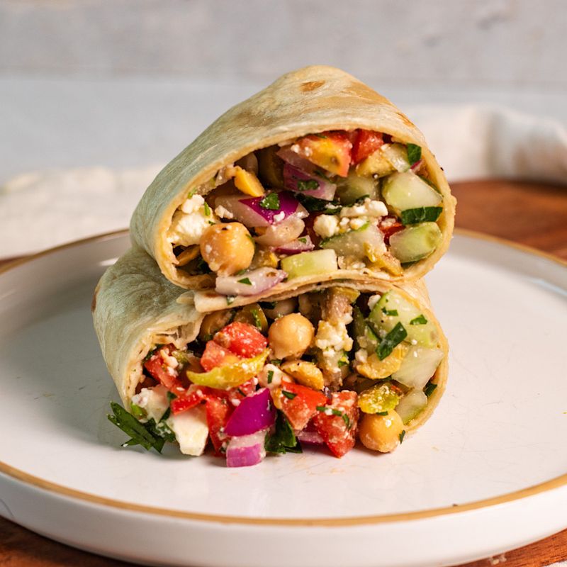 Roasted Chickpeas and Veggie Wraps