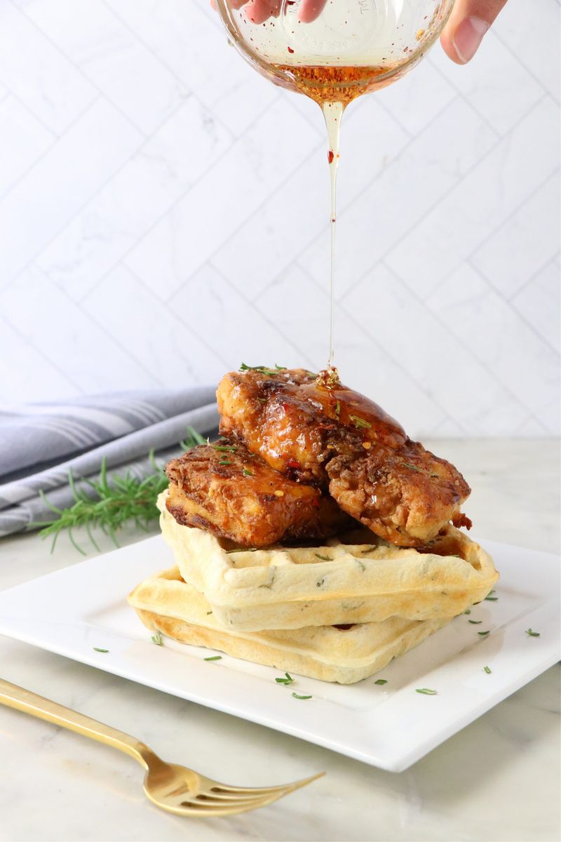 Sweet and Spicy Tofu and Waffles