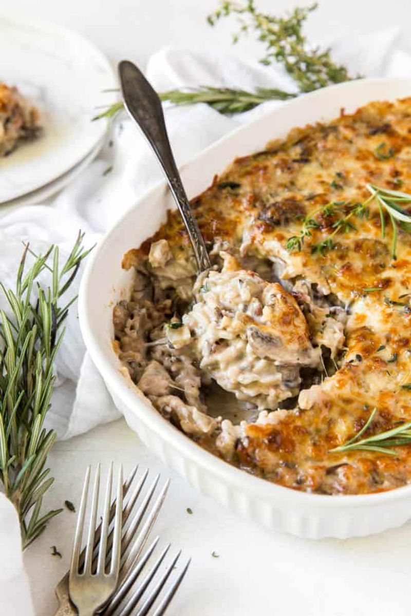 Mushroom and Pea Wild Rice Casserole