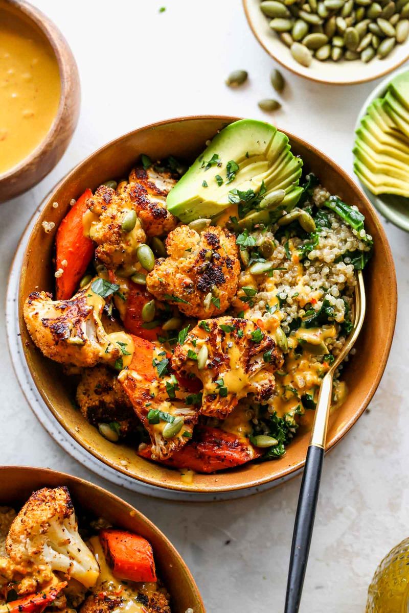 Roasted Veggie and Hummus Bowl
