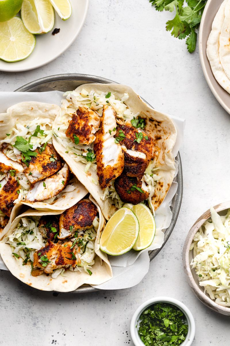 Blackened Fish Tacos with Cabbage Slaw