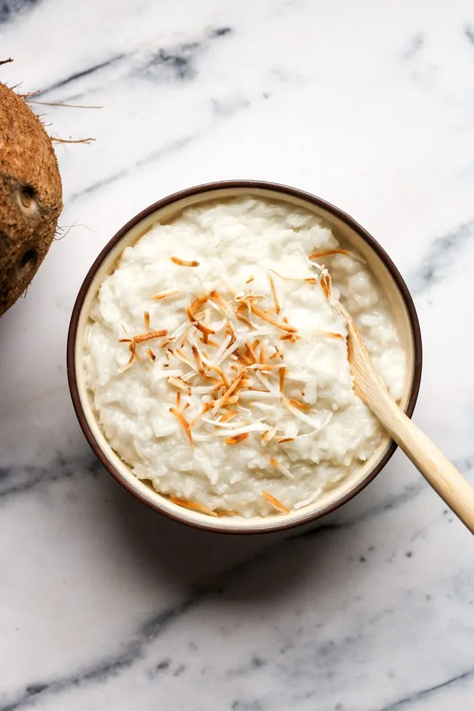 Creamy coconut rice pudding