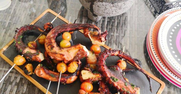 Grilled Octopus Skewers with Chimichurri: A Bold Coastal Delight