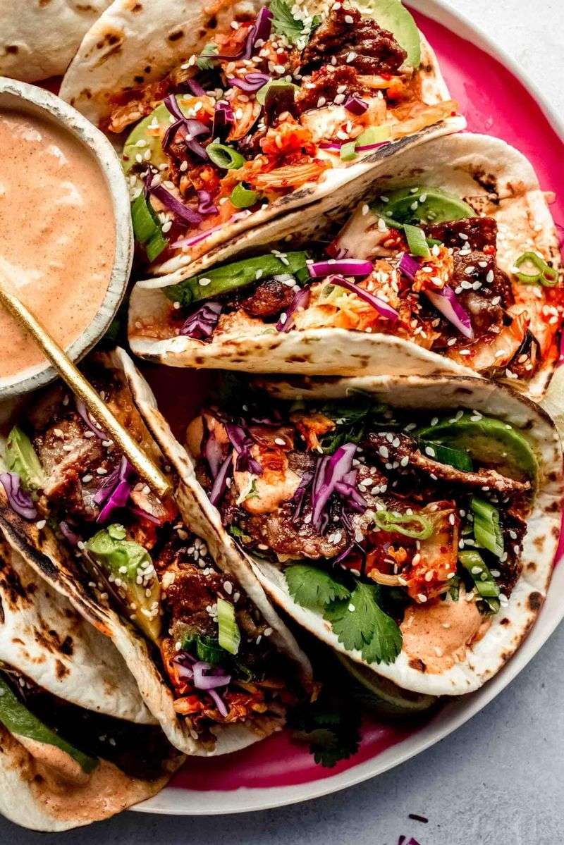 Korean Beef Tacos with Kimchi Slaw