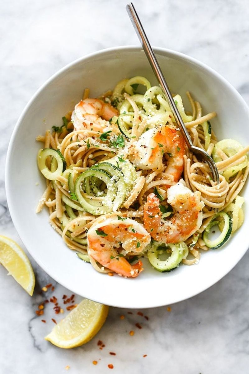 Shrimp Scampi with Zoodles and Spaghetti