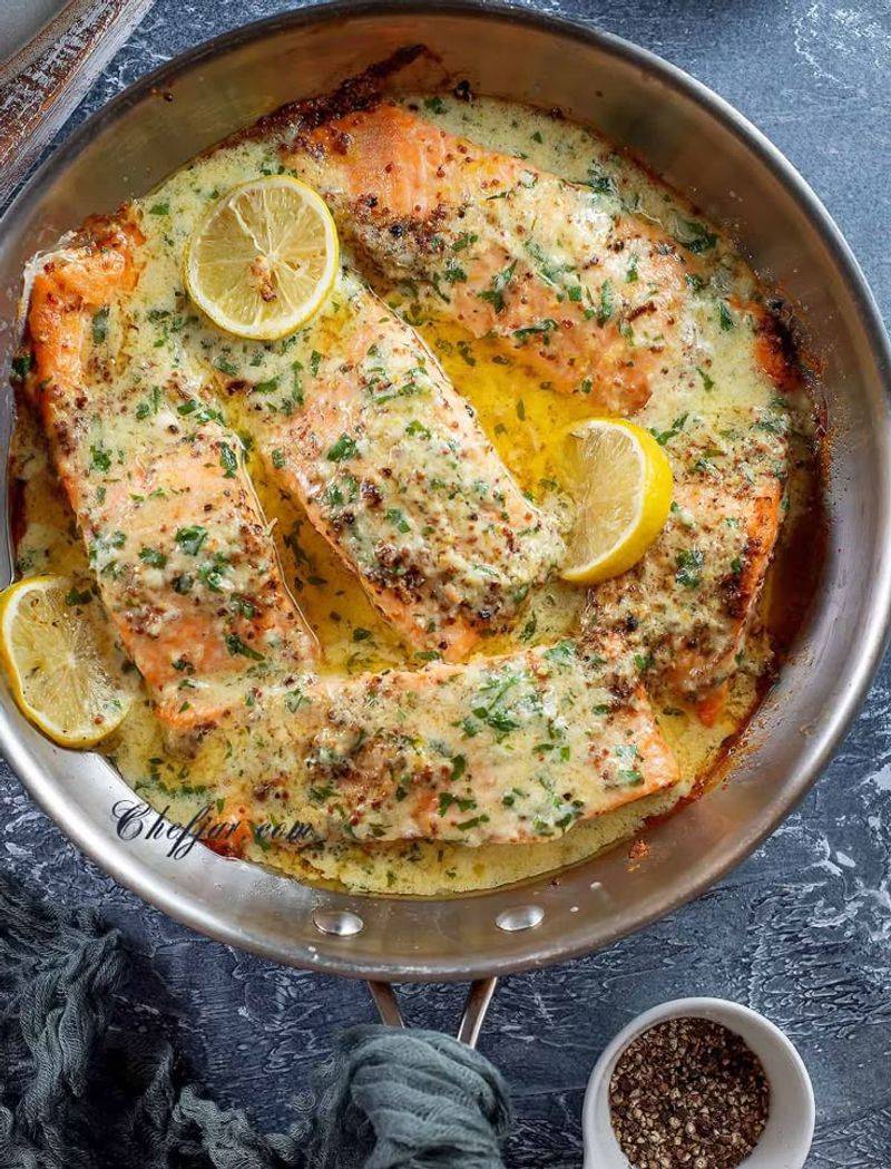 Herb-Crusted Salmon with Lemon Butter Sauce