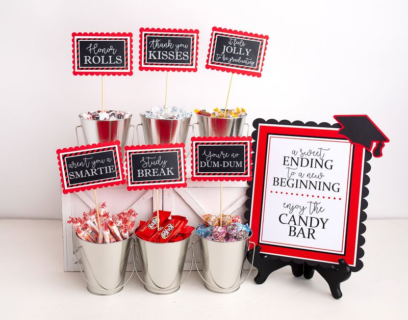 Candy Buffet With Graduation Labels
