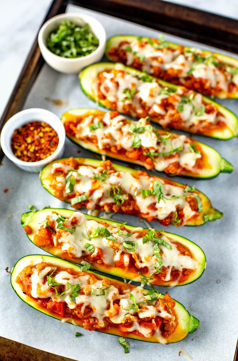 Zucchini Boats with Tomato, Basil, and Mozzarella