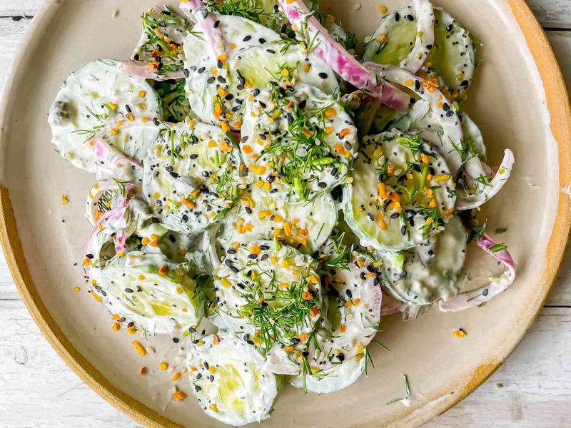 Creamy Everything Bagel Cucumber Salad