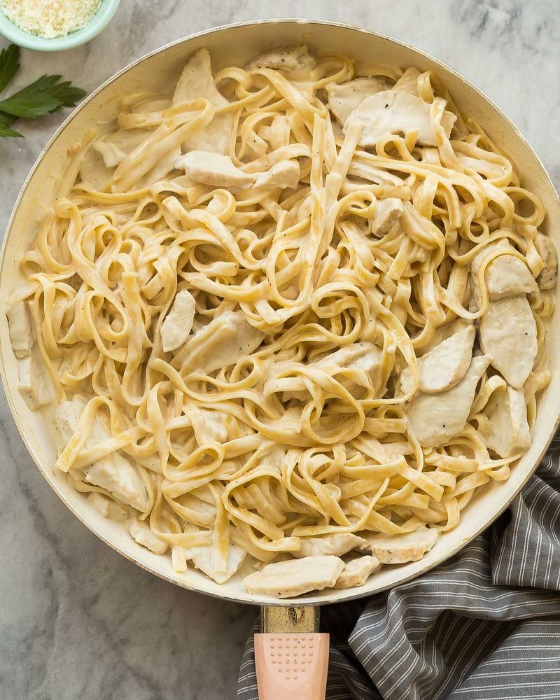 Skip: Fettuccine Alfredo Drowning in Cream