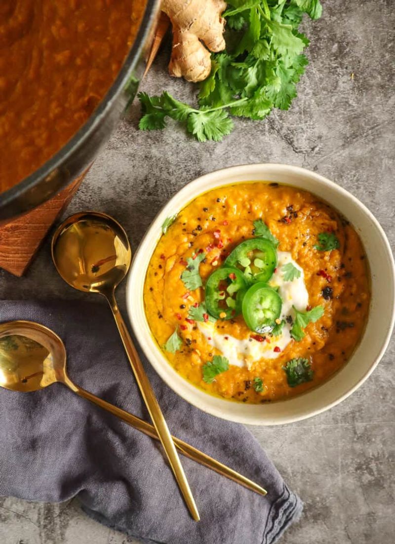 Easy Spiced Carrot and Lentil Soup with Ginger