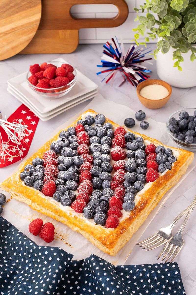 Berry Cheesecake Puff Pastry Tart