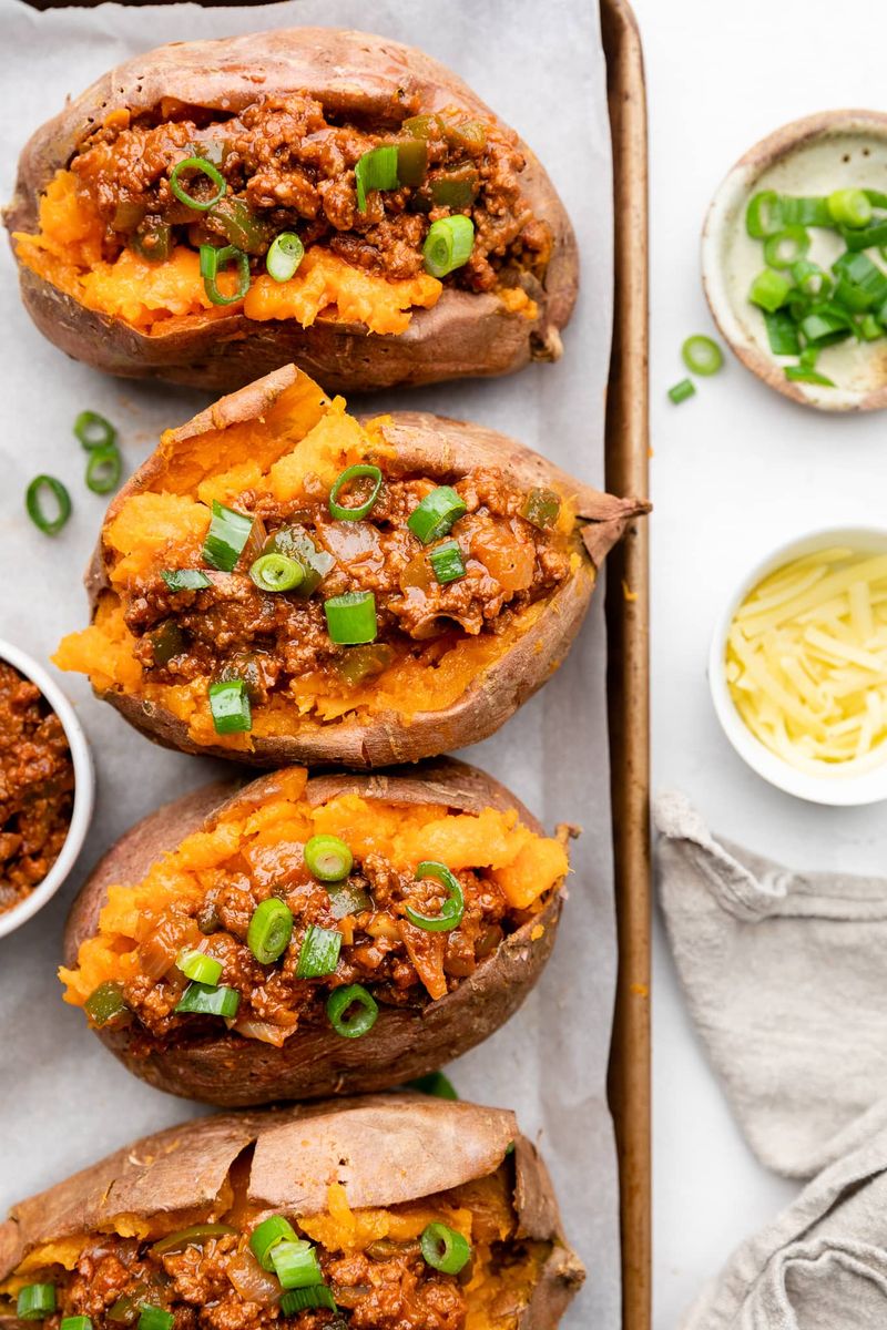 Sloppy Joe Stuffed Sweet Potatoes