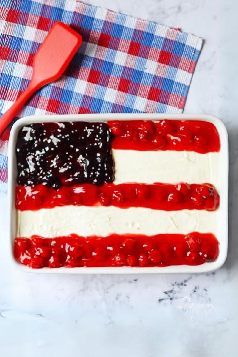 No-Bake Cheesecake Flag Cake