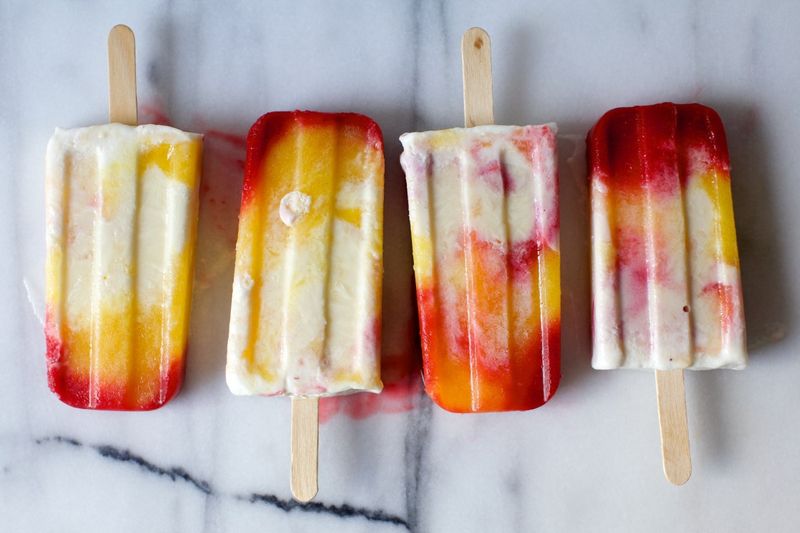Peach Melba Popsicles