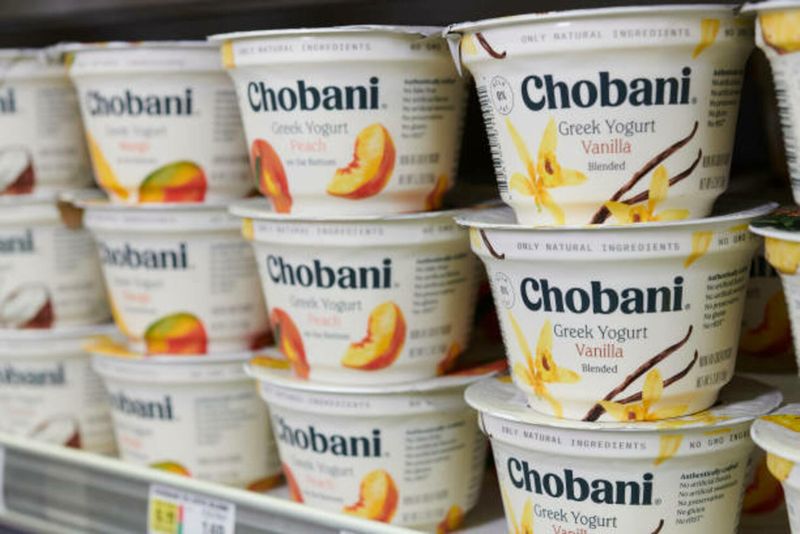Yogurt in plastic containers