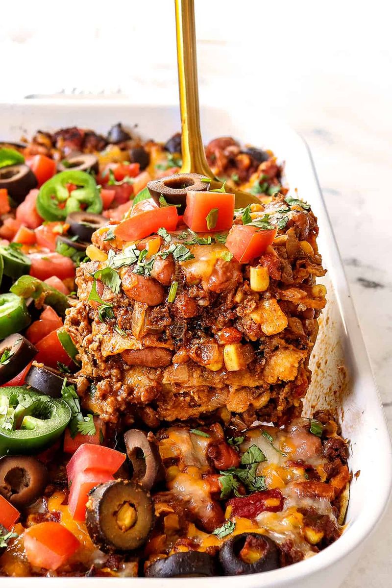 Beef and Bean Enchilada Casserole