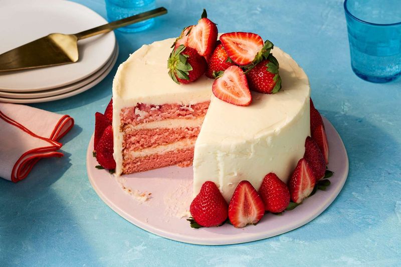 Vanilla Cake With Strawberry Filling