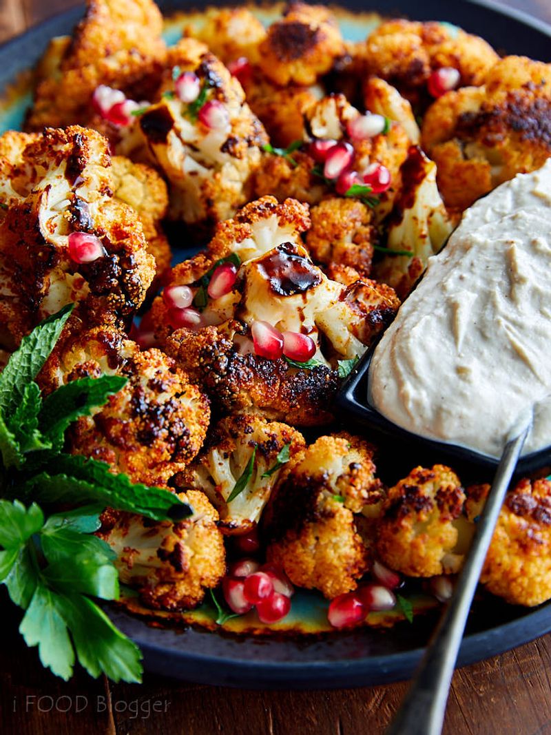 Roasted Cauliflower with Tahini Sauce