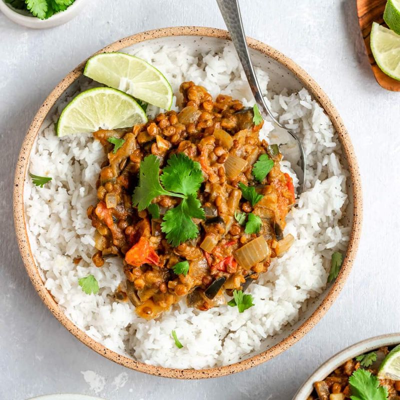Eggplant and Lentil Curry