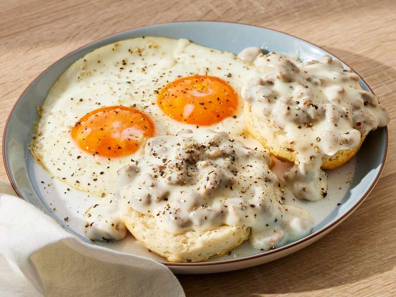 Best Southern Ham Gravy With Cheesy Biscuits And Eggs