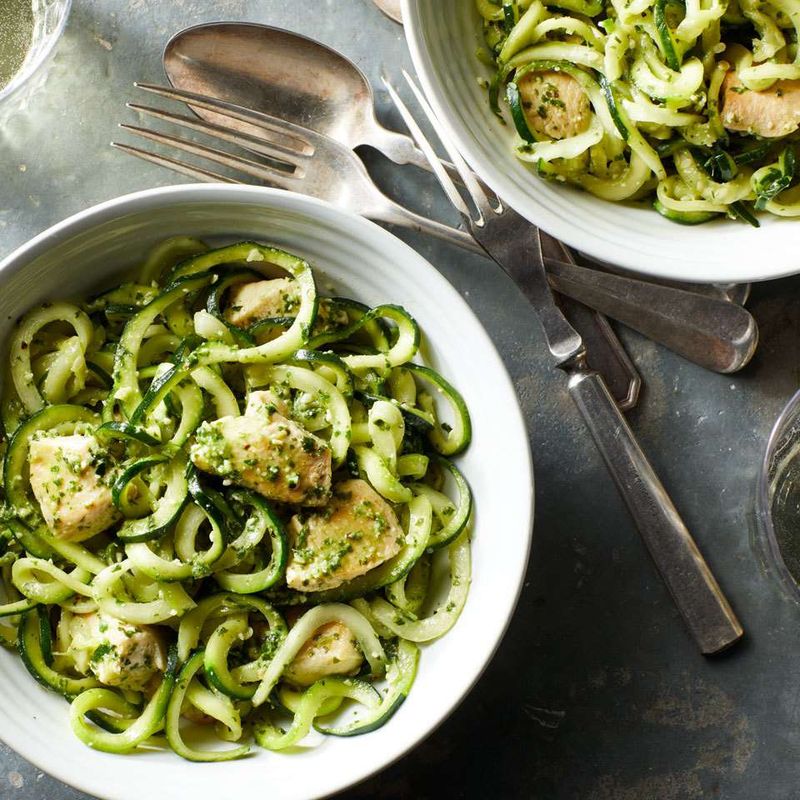 Pesto Zoodles With Grilled Chicken