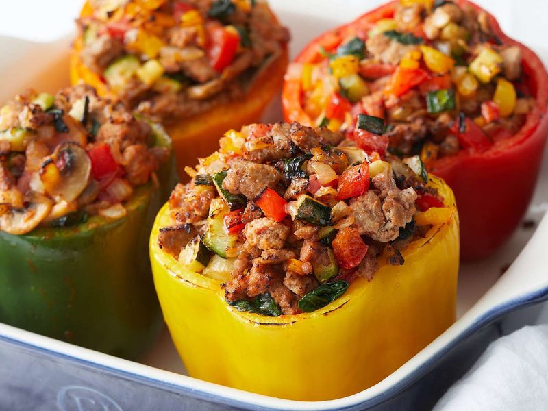 Stuffed Bell Peppers with Turkey and Olives