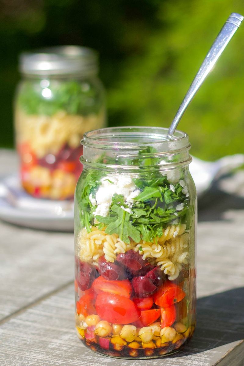 Pasta Salad in Mason Jars