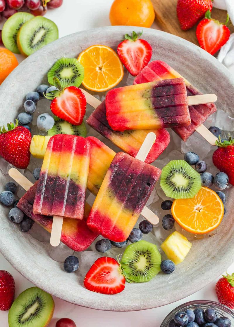 Rainbow Berry Popsicles