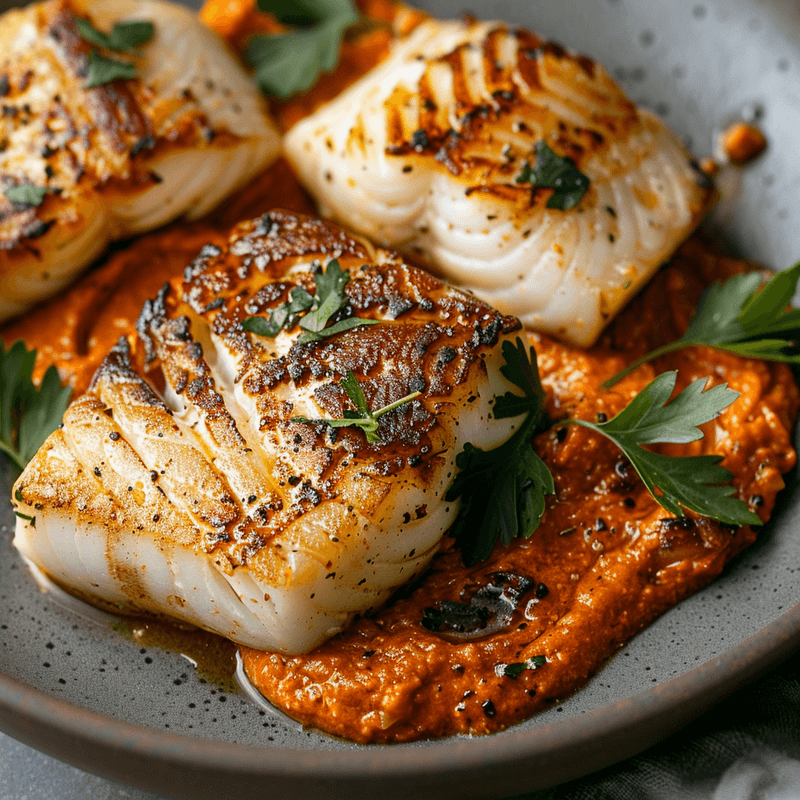 Grilled Cod With Romesco Sauce