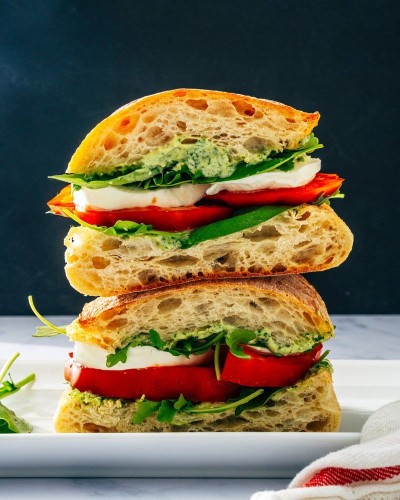 Caprese Sandwich with Basil and Ciabatta