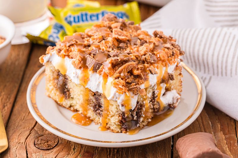 Butterfinger Poke Cake