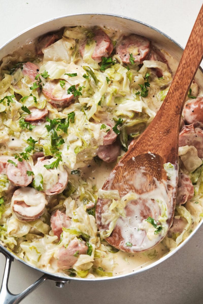 Cabbage and Sausage Alfredo