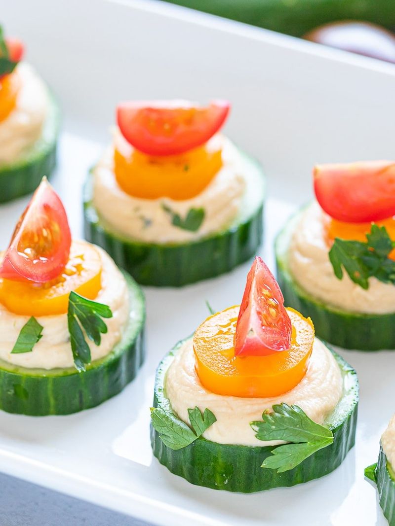 Cucumber Slices And Hummus
