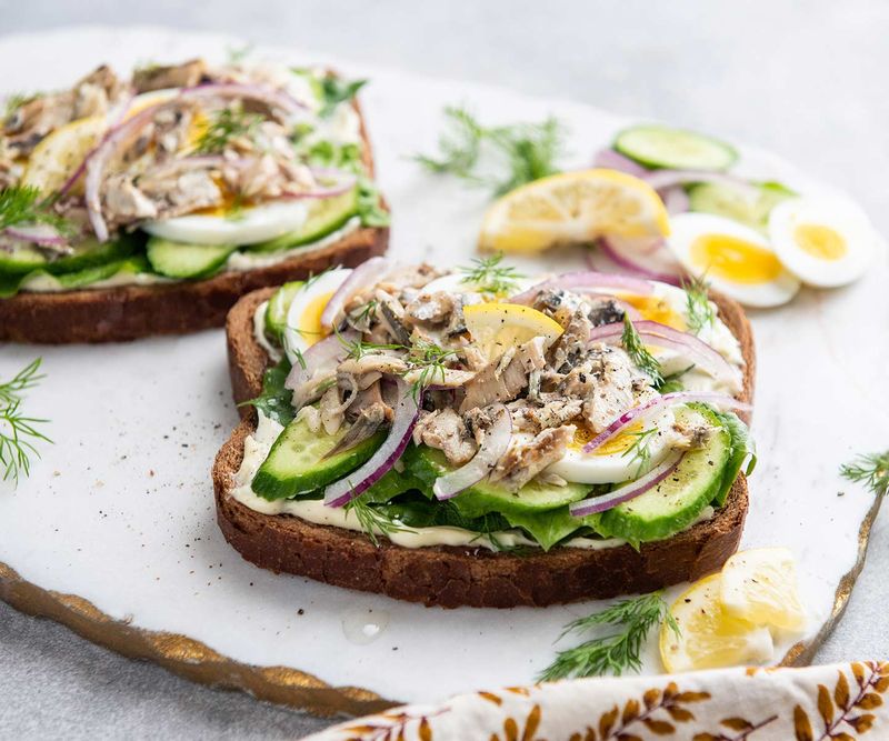Sardines On Rye With Microgreens