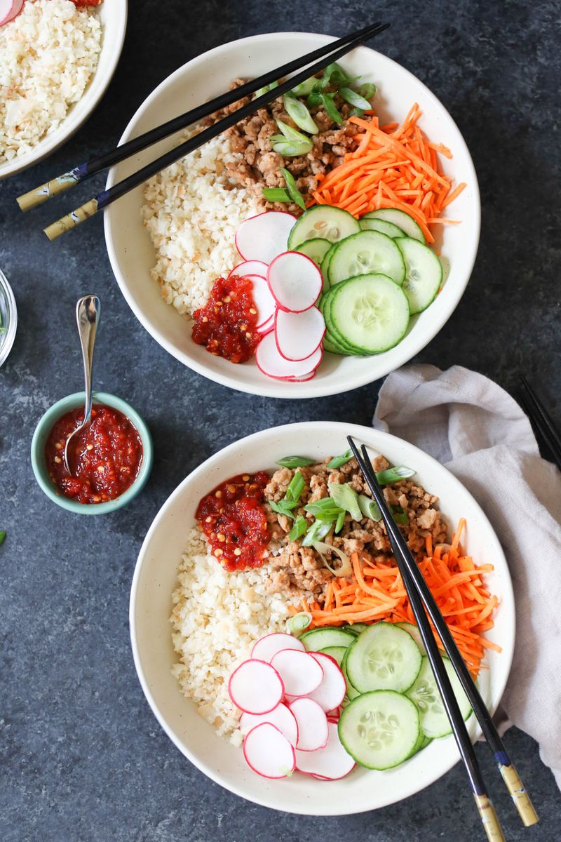 Korean BBQ Chicken Bowls with Cauliflower Rice