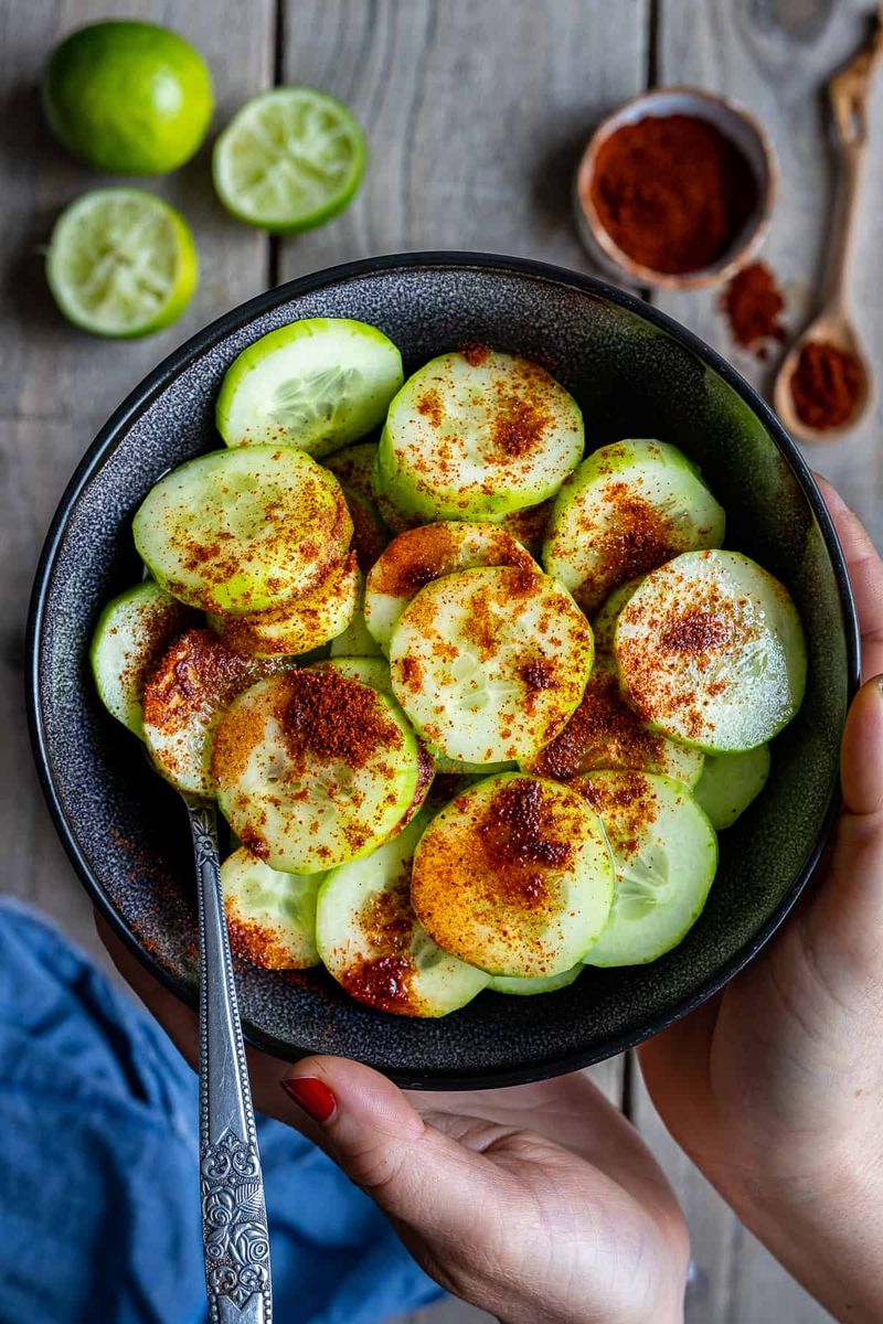 Sliced Cucumber with Lime and Chili
