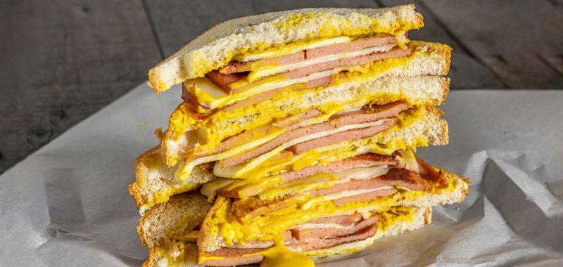 Bologna On White With Yellow Mustard