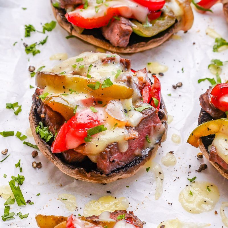 Philly Cheesesteak Stuffed Portobello Mushrooms