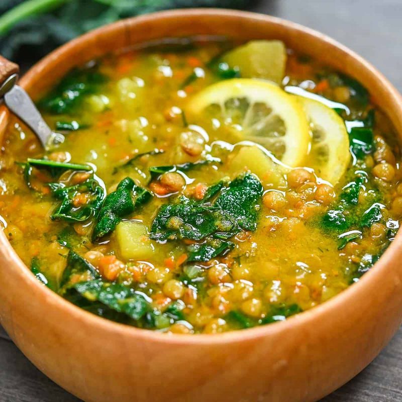 Lentil Soup with Spinach and Lemon
