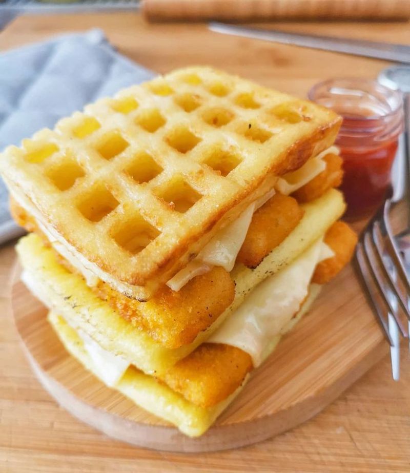 Fish Finger Waffle Stack