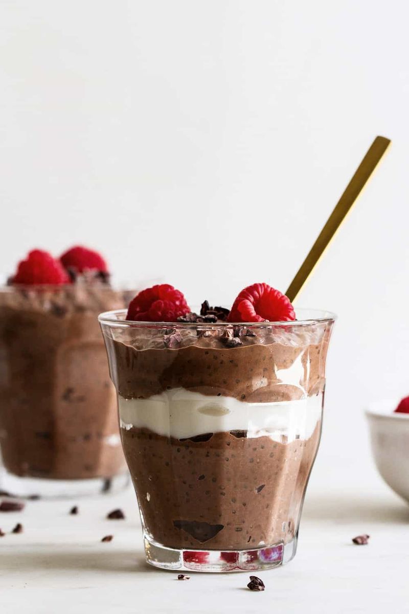 Chocolate Chia Pudding with Cherries