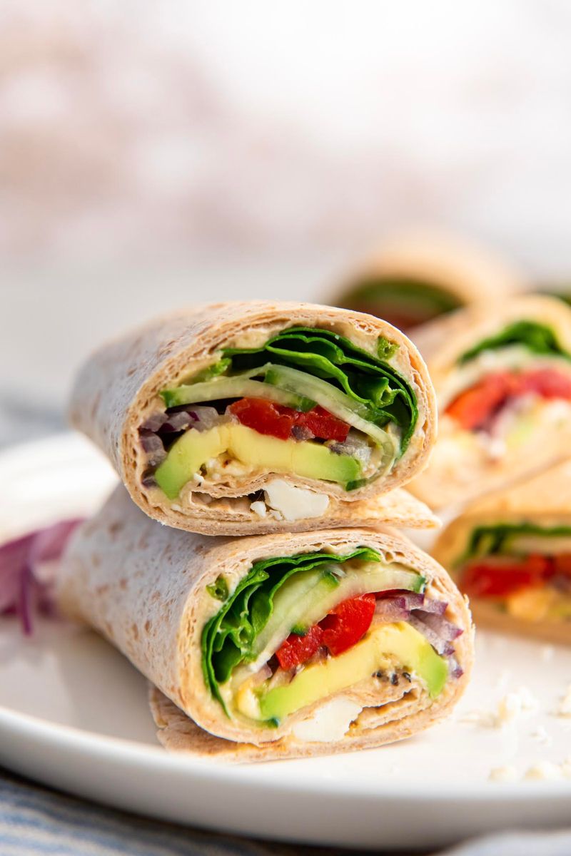 Veggie Hummus Wraps (on flour tortillas with no protein)