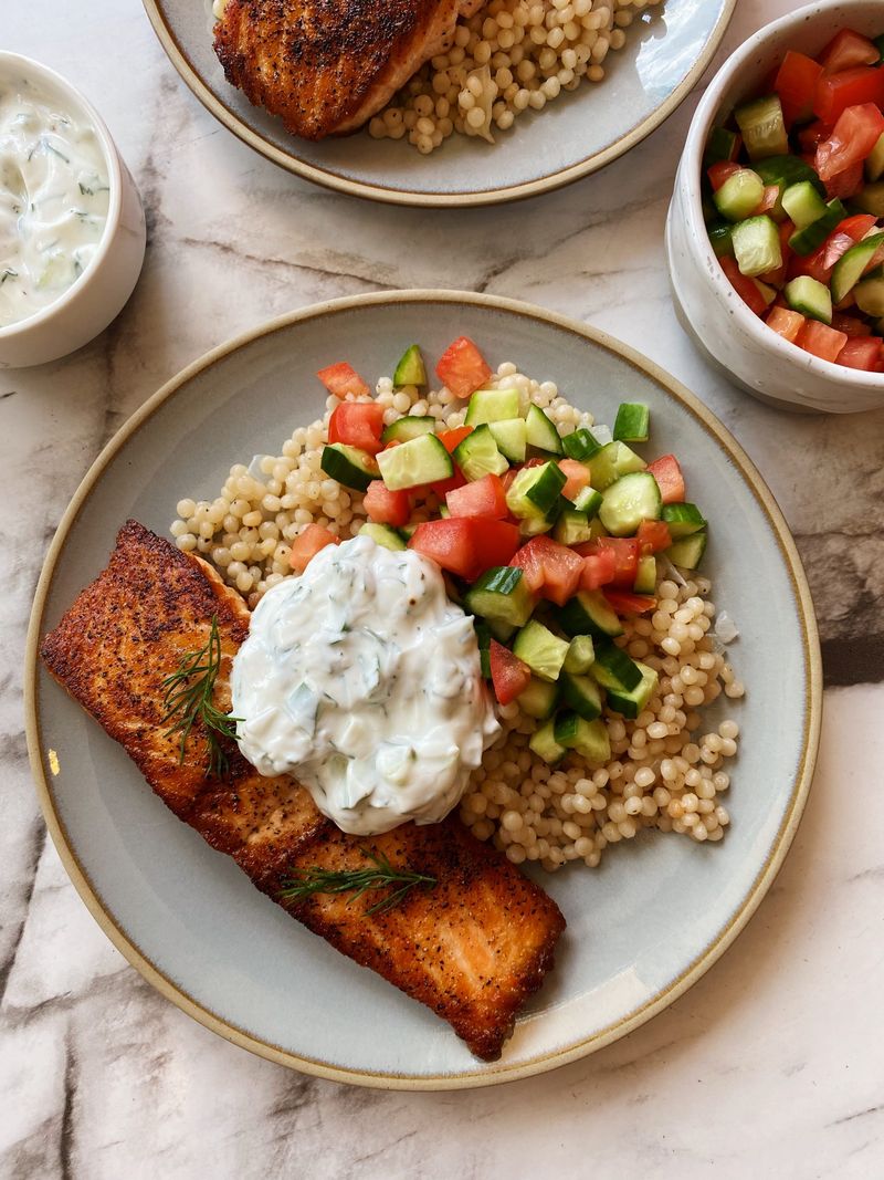 Seared Salmon with Herbed Couscous