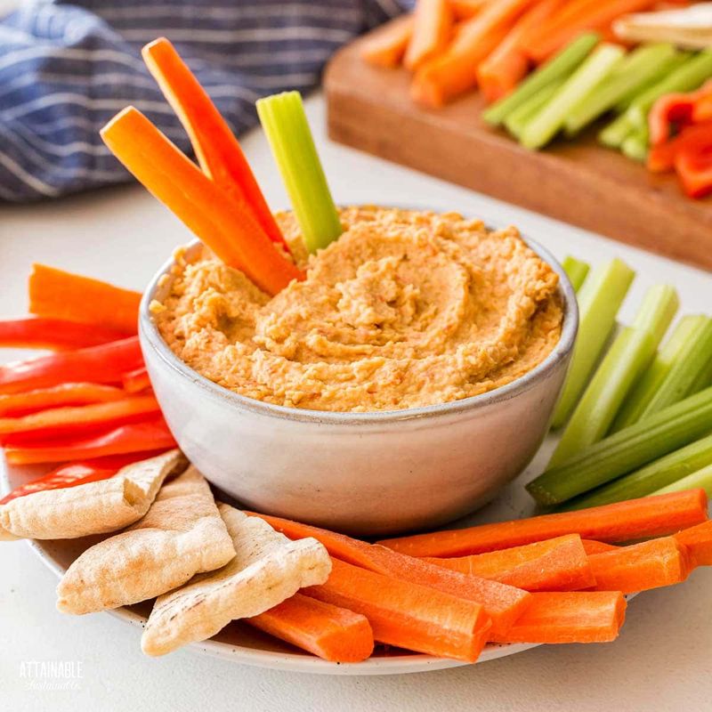 Hummus with Carrot Sticks or Bell Peppers