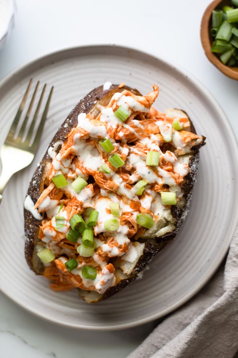 Buffalo Chicken Baked Potatoes