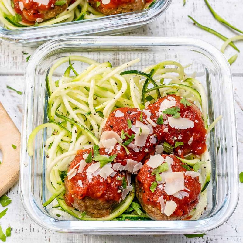 Zoodle and Meatball Prep