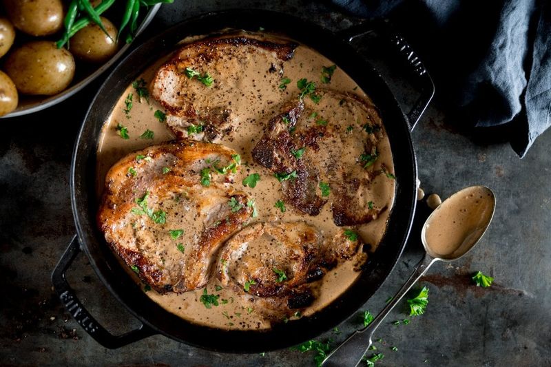 Pork Chops with Mustard Shallot Gravy